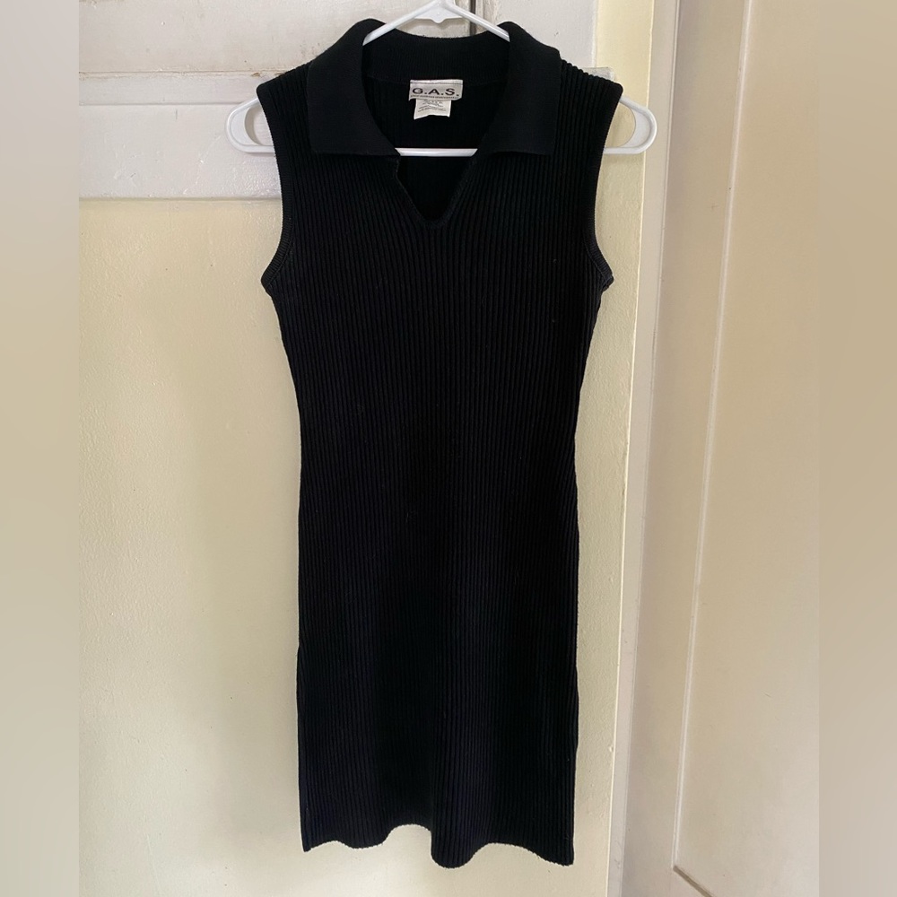 Vintage jersey collar dress with slit